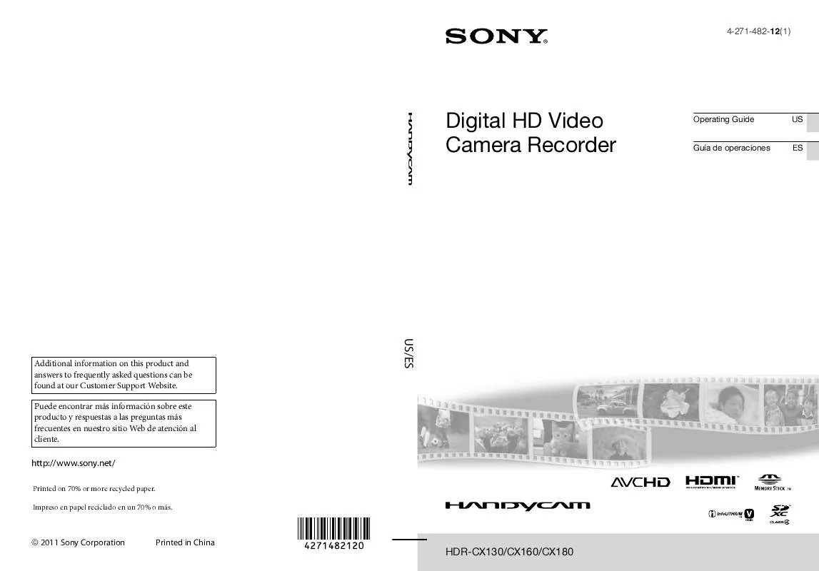 Mode d'emploi SONY HANDYCAM HDR-CX130