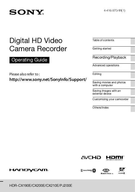 Mode d'emploi SONY HDR-CX200E