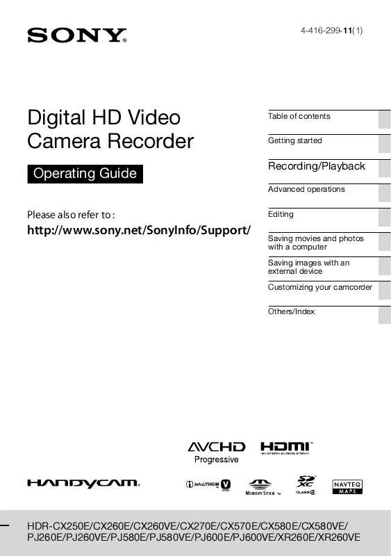 Mode d'emploi SONY HDR-CX260VE