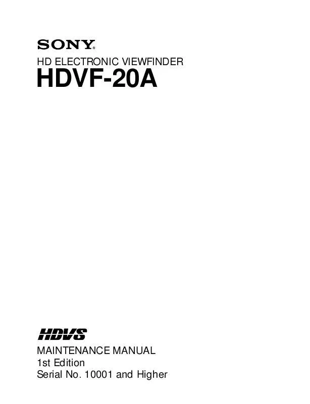 Mode d'emploi SONY HDVF-20A