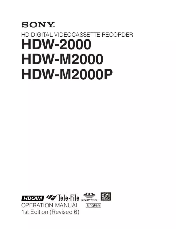 Mode d'emploi SONY HDW-2000