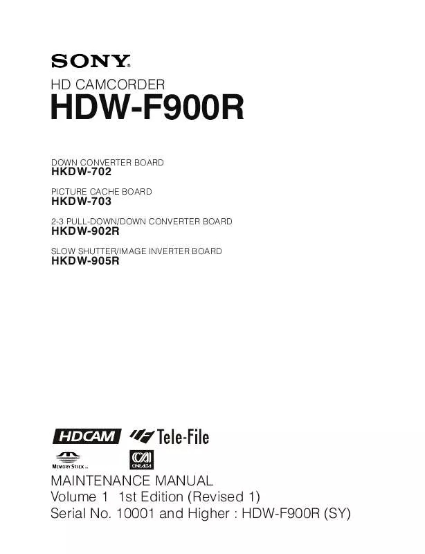 Mode d'emploi SONY HDW-F900R