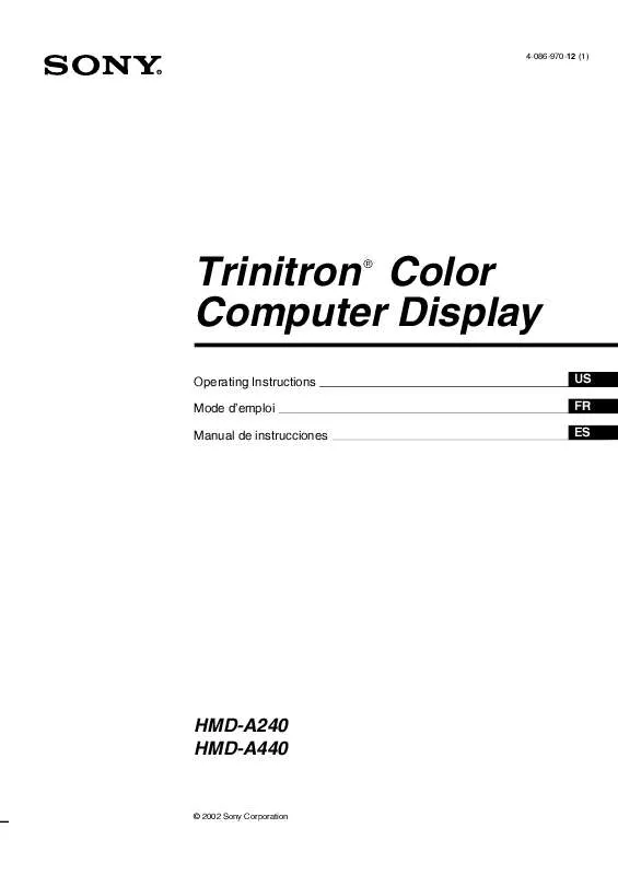 Mode d'emploi SONY HMD-A240