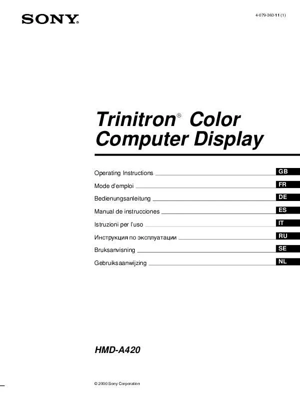 Mode d'emploi SONY HMD-A420