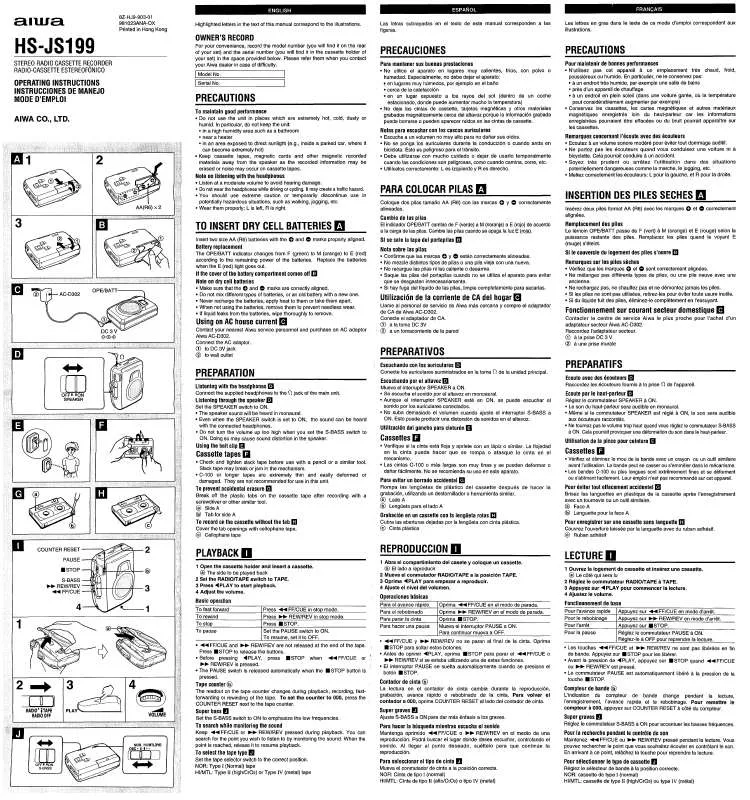 Mode d'emploi SONY HSJS199