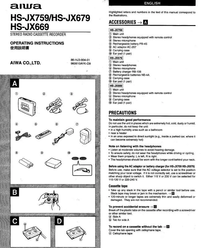 Mode d'emploi SONY HSJX669