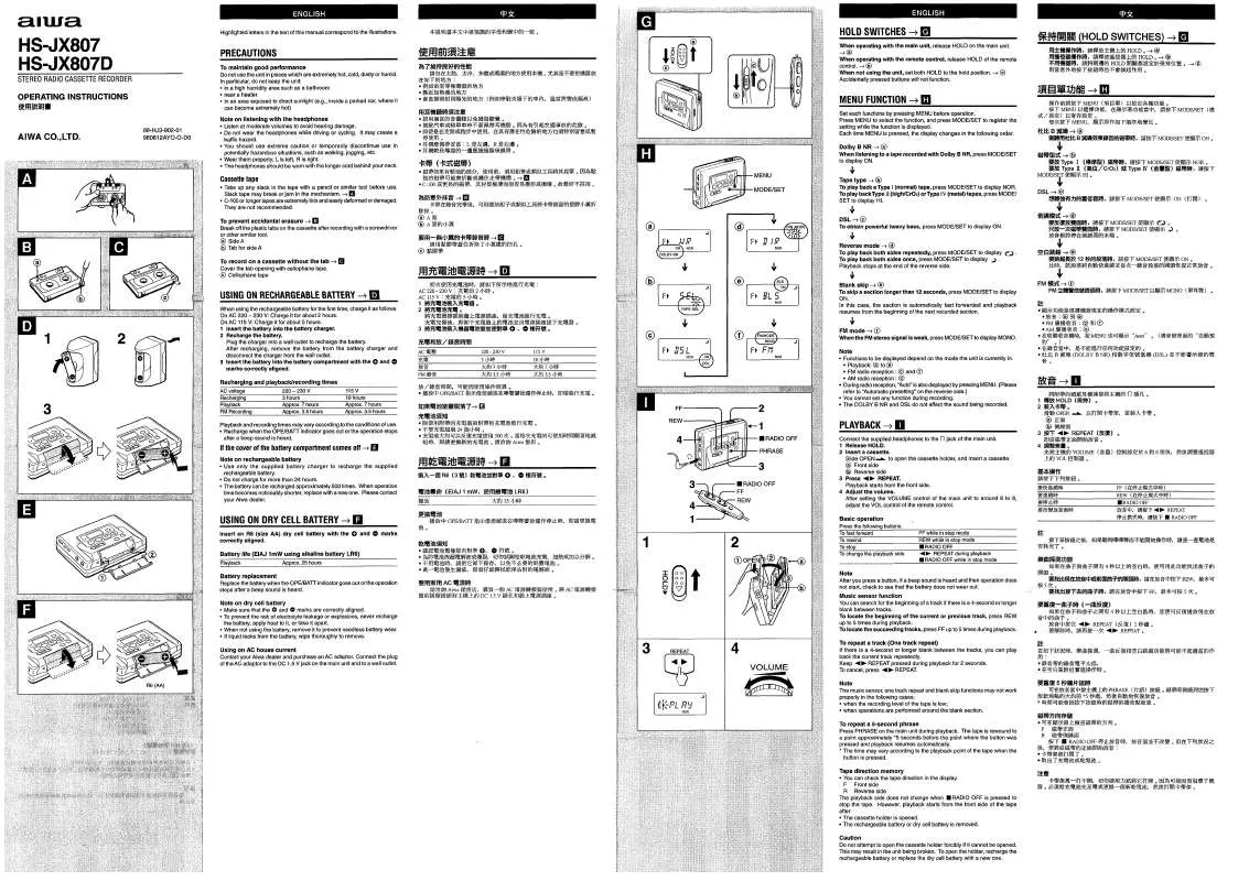 Mode d'emploi SONY HSJX807