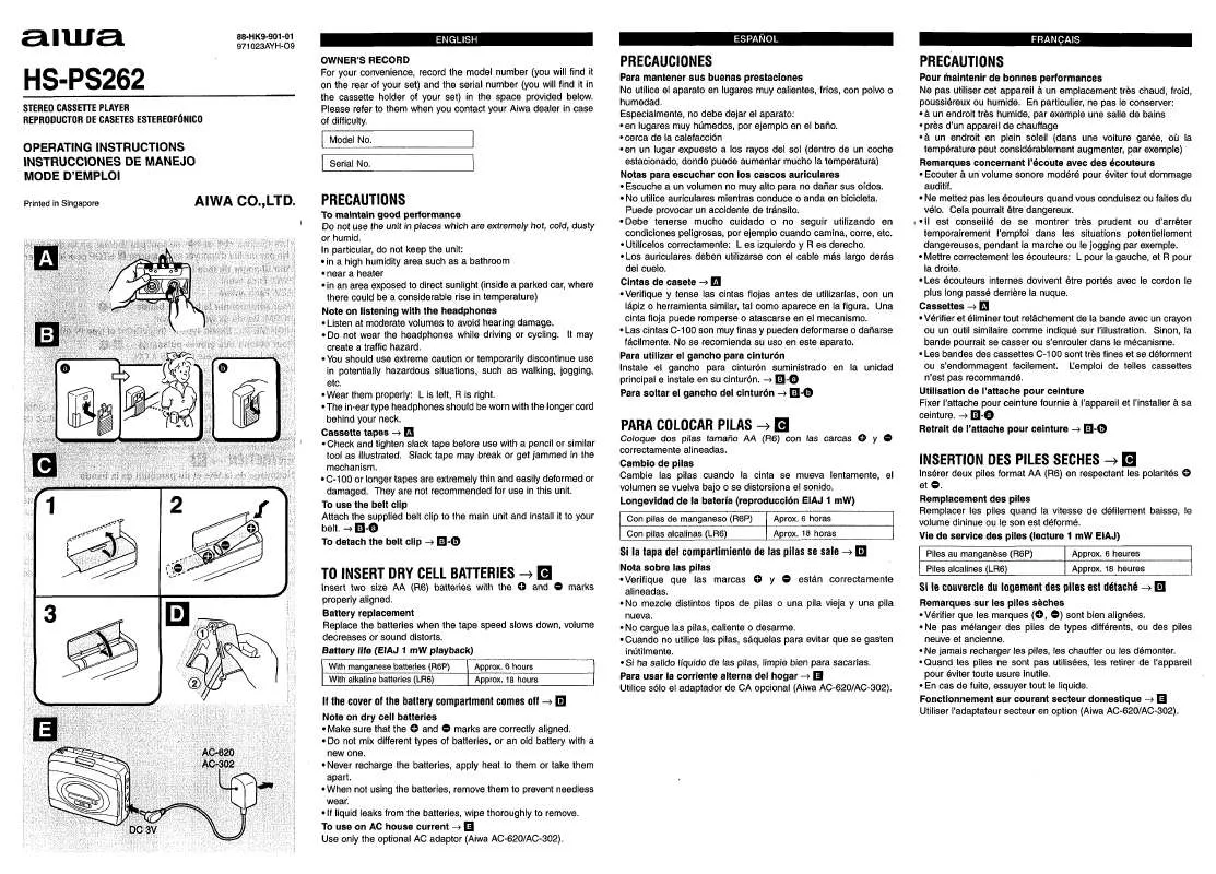 Mode d'emploi SONY HSPS262