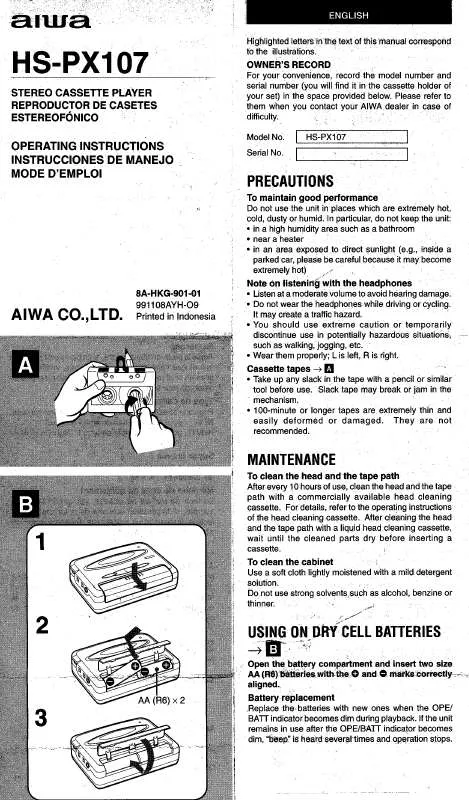 Mode d'emploi SONY HSPX107