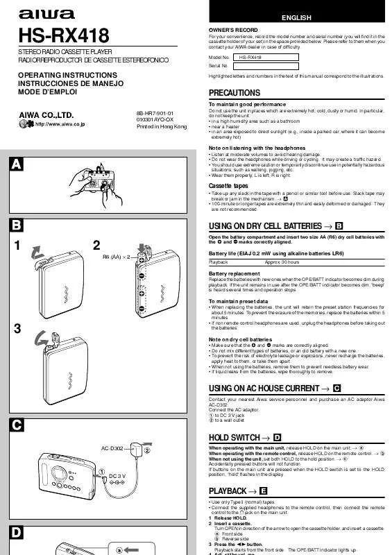 Mode d'emploi SONY HSRX418