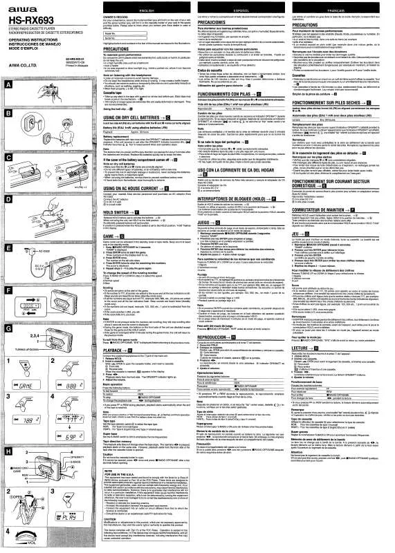 Mode d'emploi SONY HSRX693