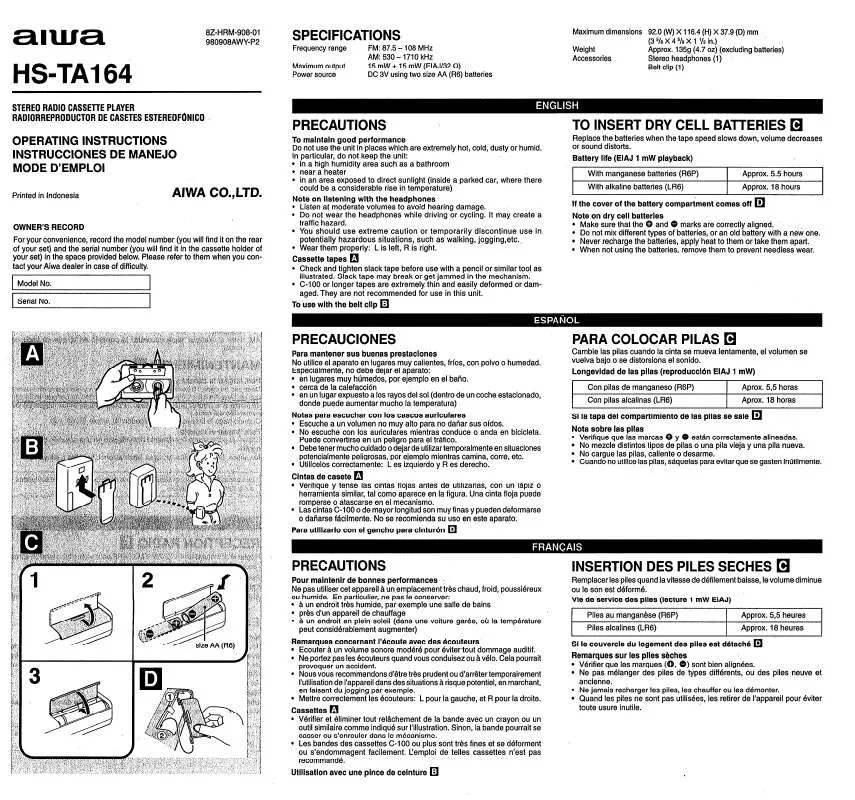 Mode d'emploi SONY HSTA164