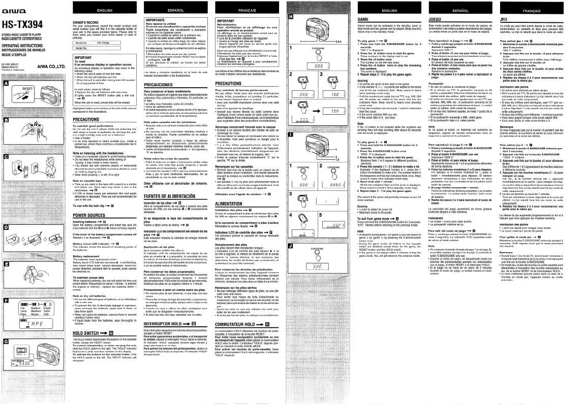 Mode d'emploi SONY HSTX394