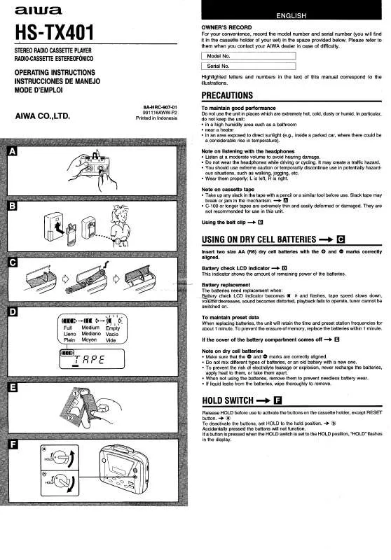 Mode d'emploi SONY HSTX401