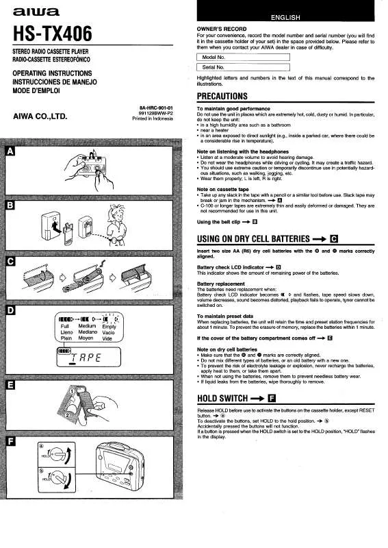 Mode d'emploi SONY HSTX406