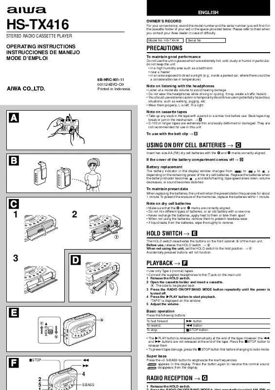 Mode d'emploi SONY HSTX416