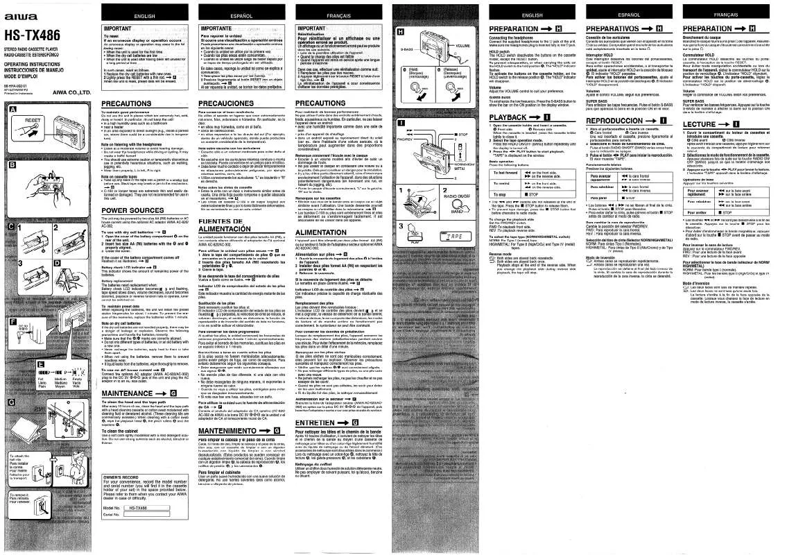 Mode d'emploi SONY HSTX486