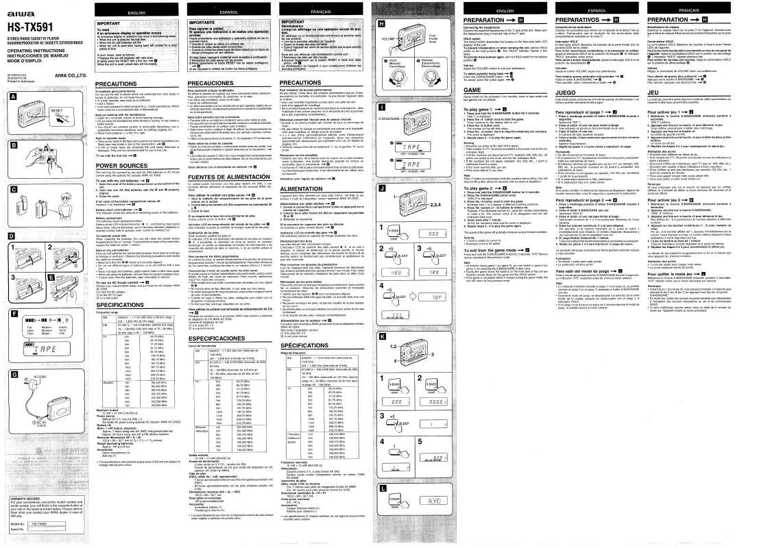 Mode d'emploi SONY HSTX591