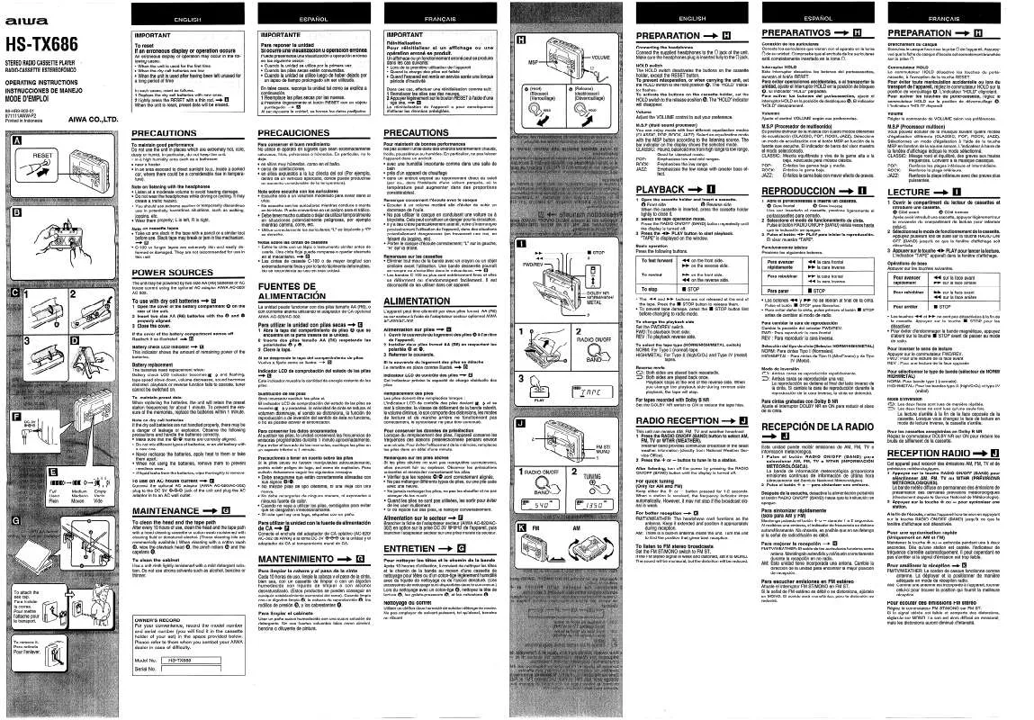 Mode d'emploi SONY HSTX686