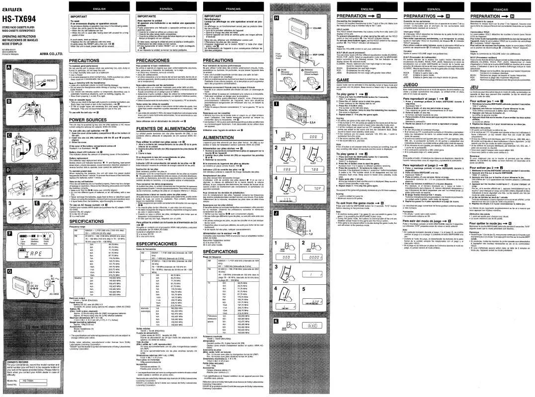 Mode d'emploi SONY HSTX694