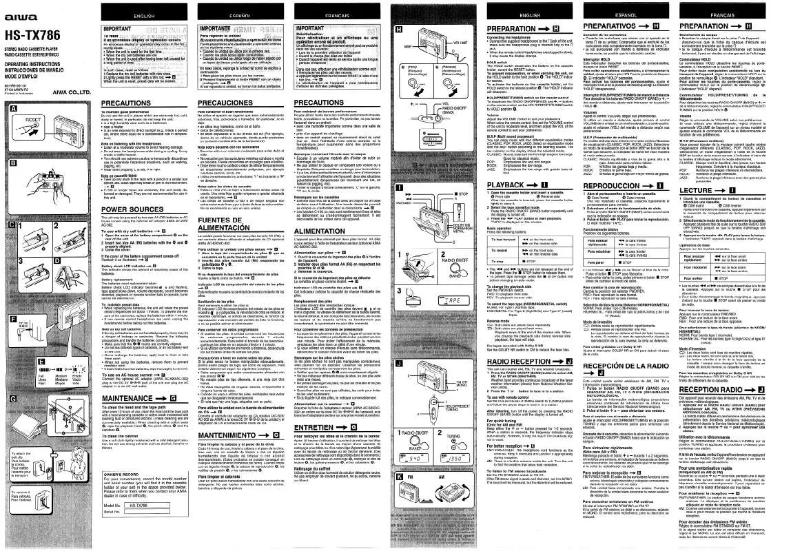 Mode d'emploi SONY HSTX786