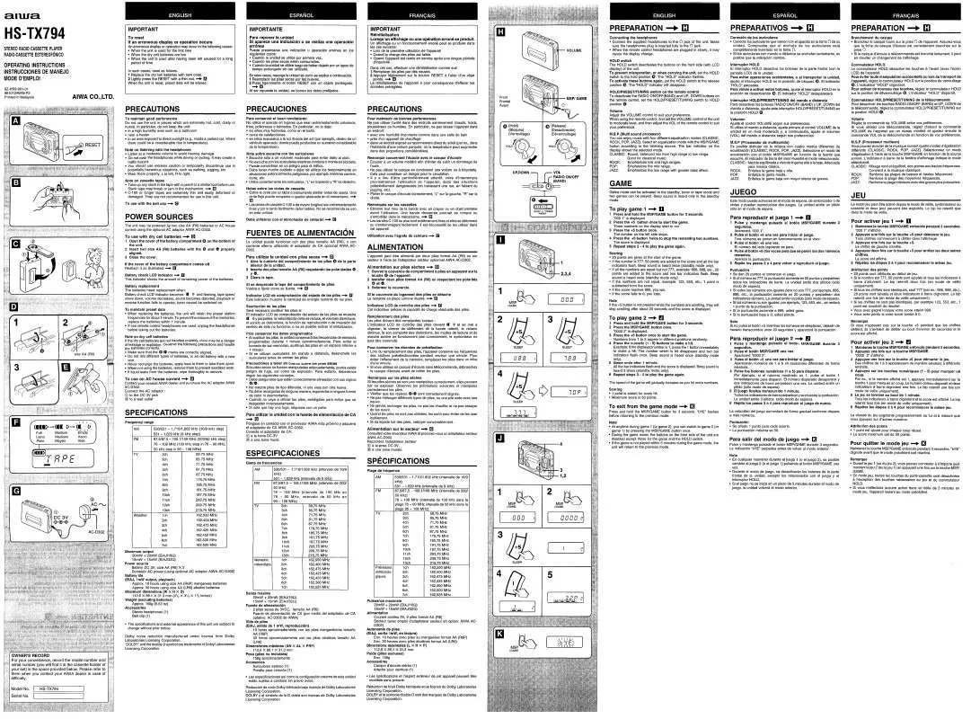 Mode d'emploi SONY HSTX794