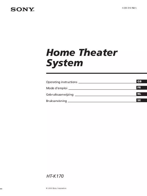 Mode d'emploi SONY HT-K170