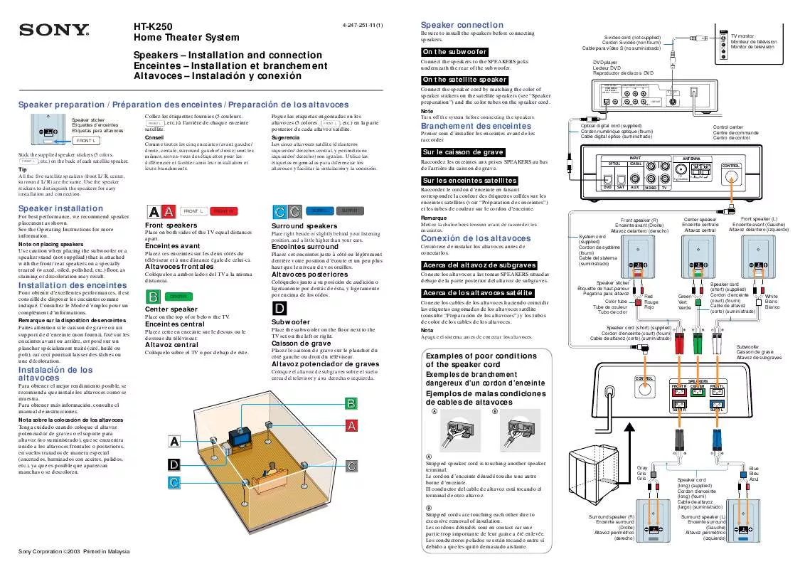 Mode d'emploi SONY HT-K250