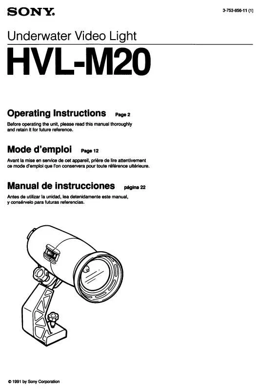 Mode d'emploi SONY HVL-M20