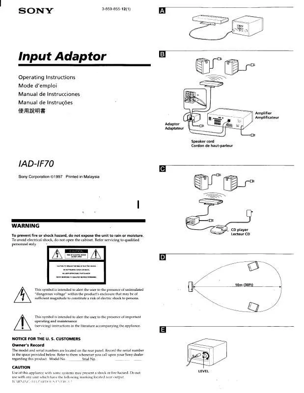 Mode d'emploi SONY IADIF70