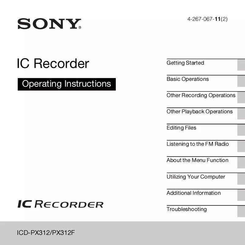 Mode d'emploi SONY ICD-PX312F