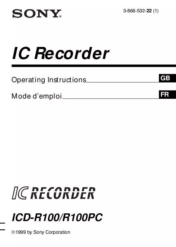 Mode d'emploi SONY ICD-R100