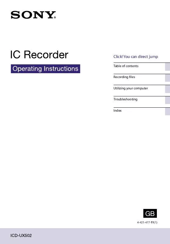 Mode d'emploi SONY ICD-UX502