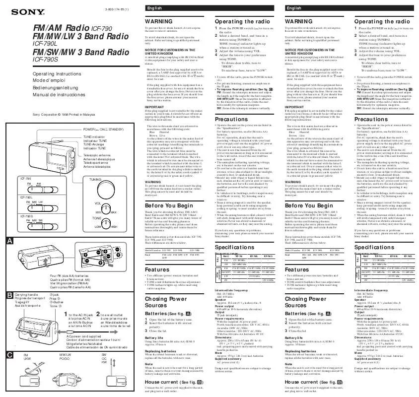 Mode d'emploi SONY ICF-790