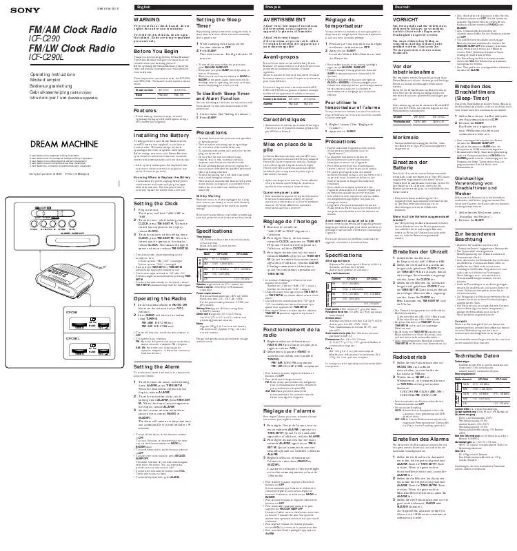 Mode d'emploi SONY ICF-C290