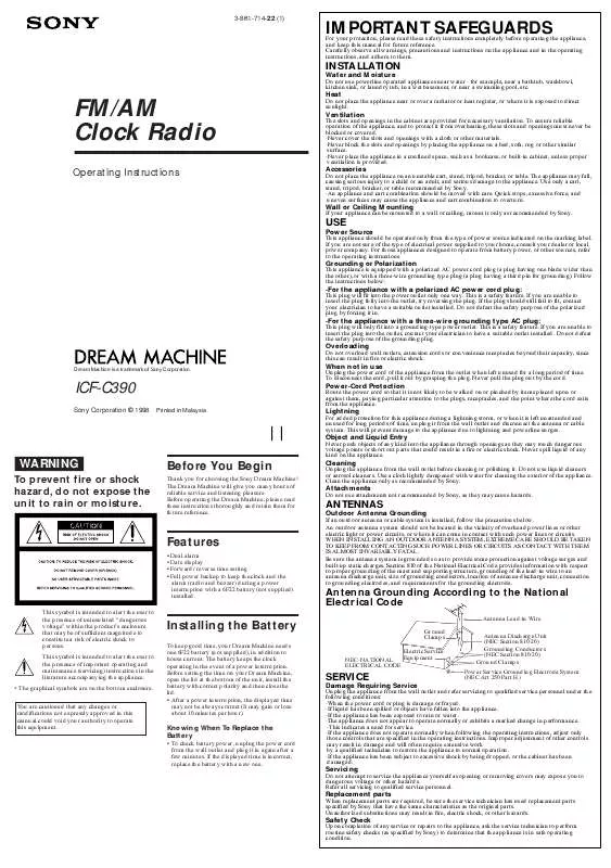 Mode d'emploi SONY ICF-C390