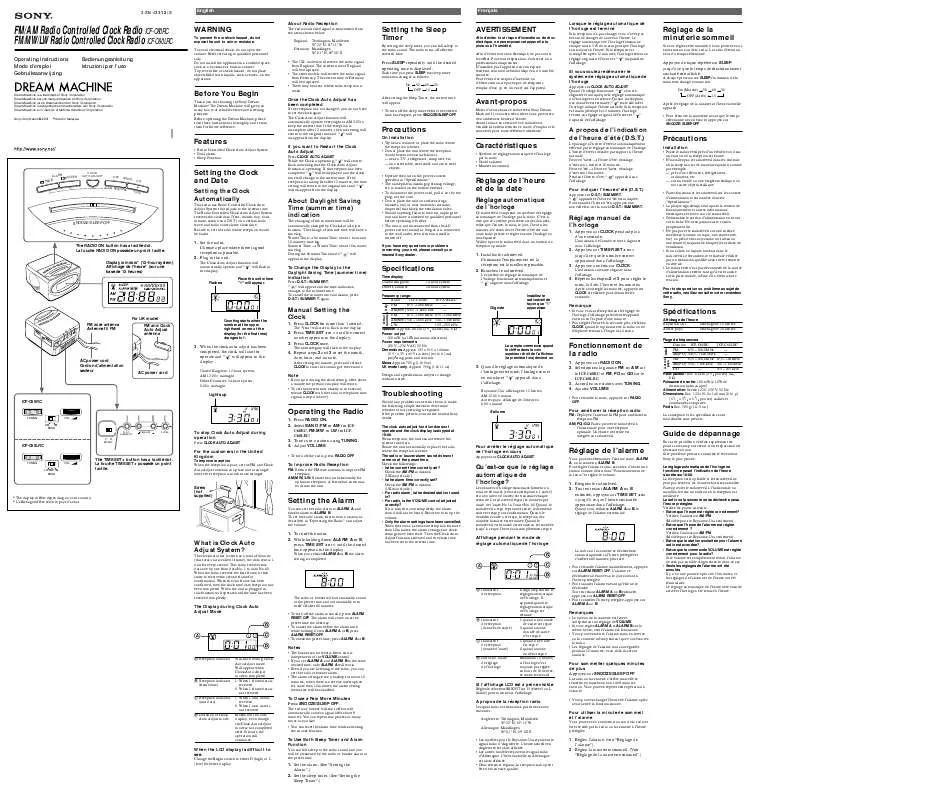 Mode d'emploi SONY ICF-C60RC