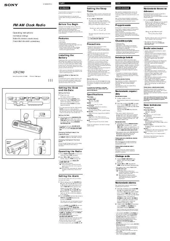 Mode d'emploi SONY ICF-C760