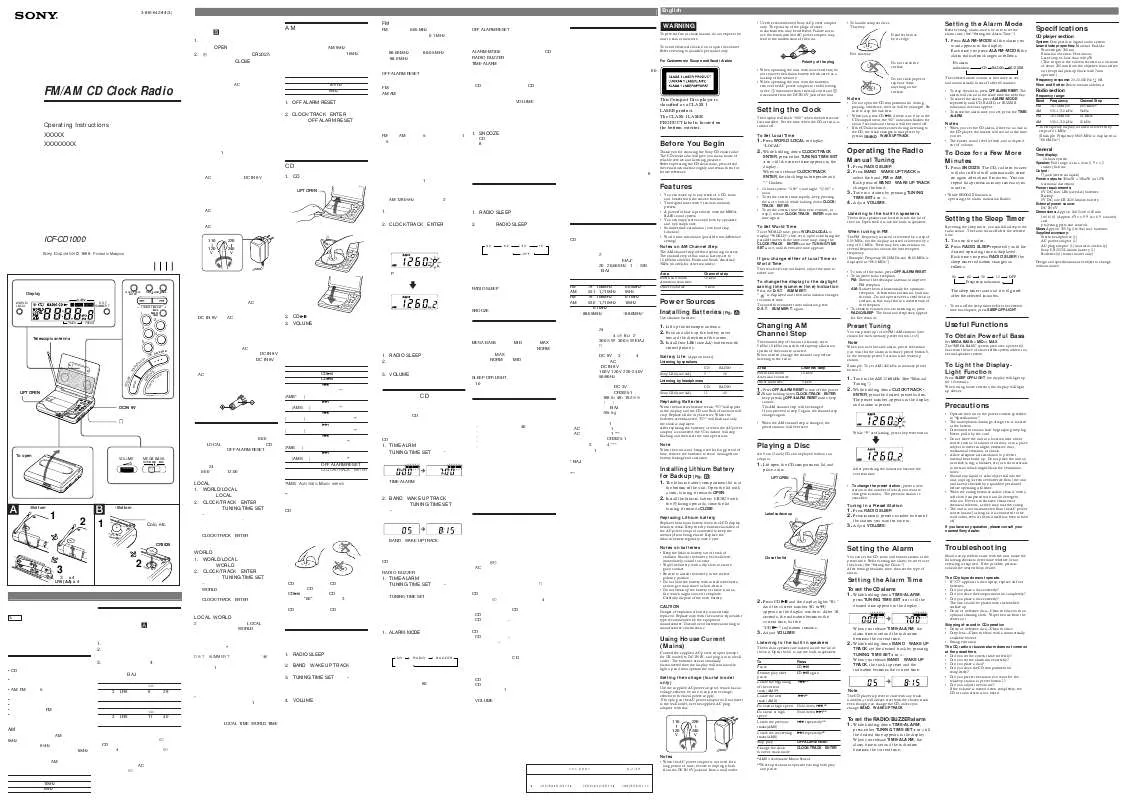 Mode d'emploi SONY ICF-CD1000