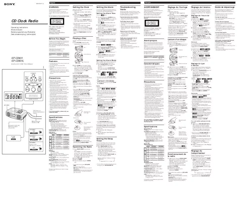 Mode d'emploi SONY ICF-CD820