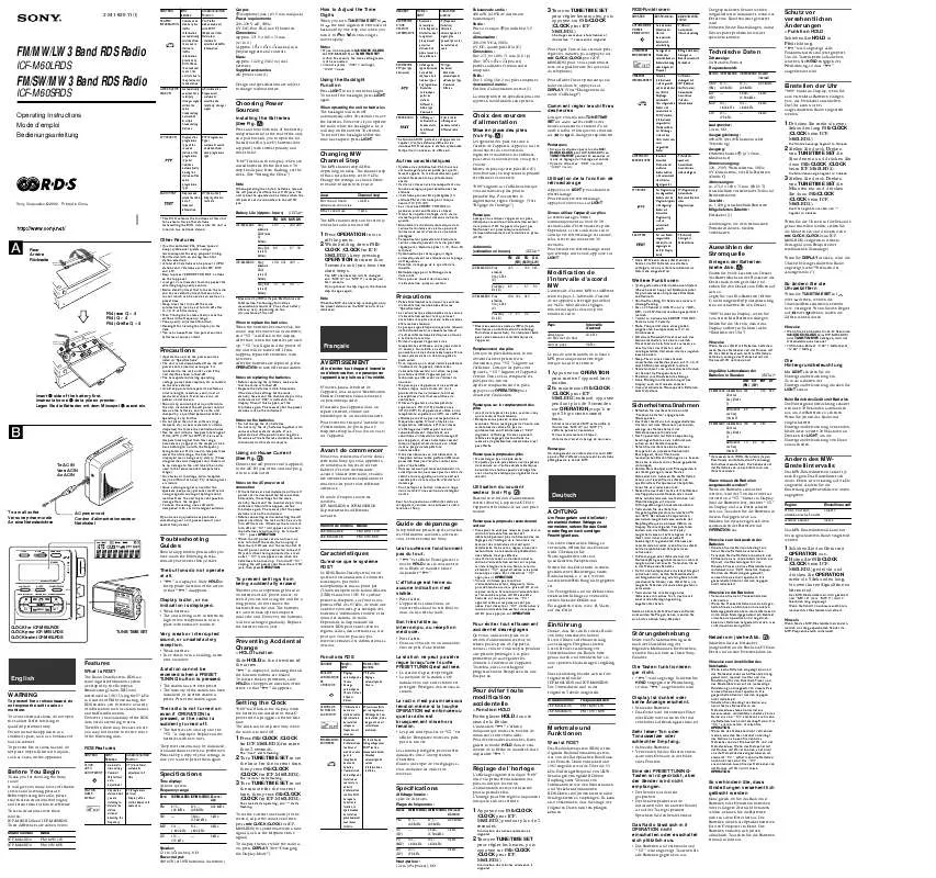 Mode d'emploi SONY ICF-M60SRDS