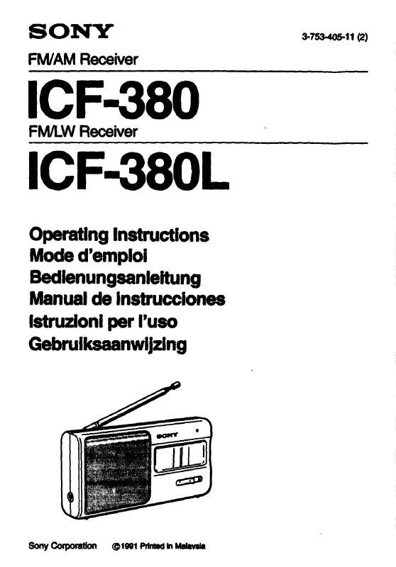 Mode d'emploi SONY ICF-380