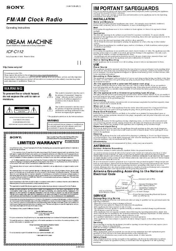 Mode d'emploi SONY ICF-C112