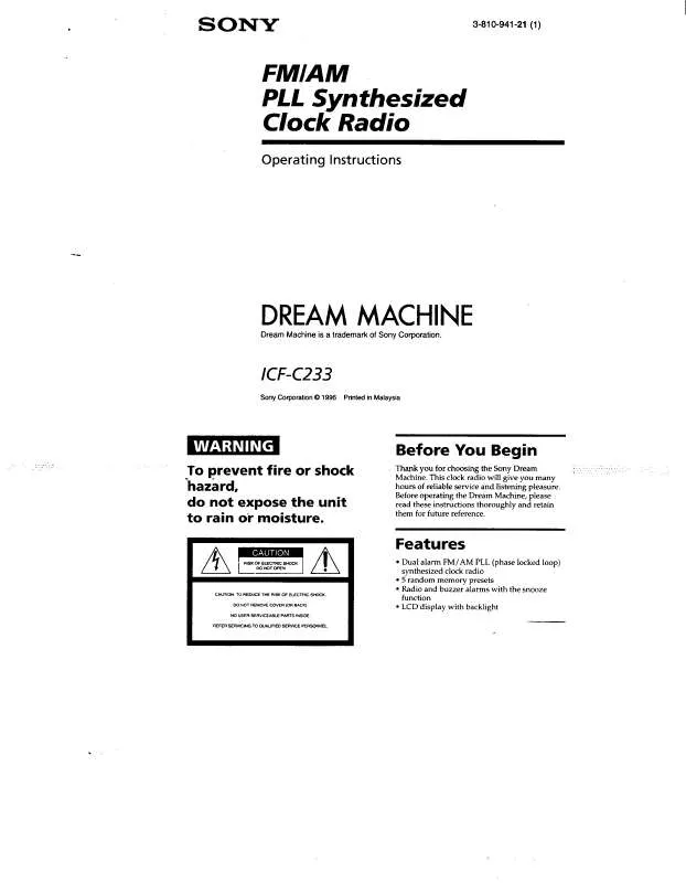 Mode d'emploi SONY ICF-C233