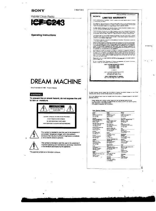 Mode d'emploi SONY ICF-C243