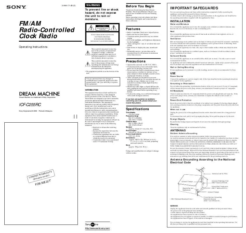 Mode d'emploi SONY ICF-C255RC