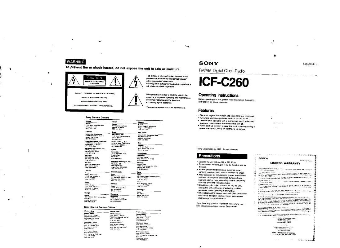 Mode d'emploi SONY ICF-C260