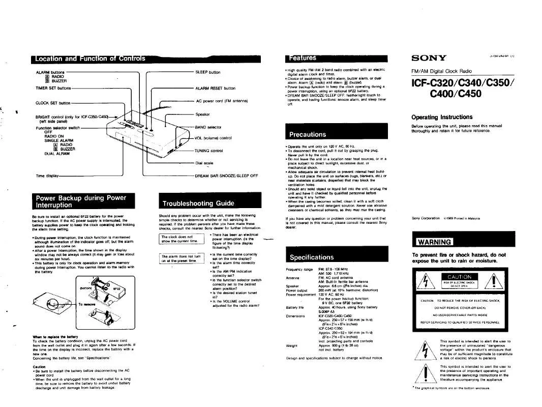 Mode d'emploi SONY ICF-C320