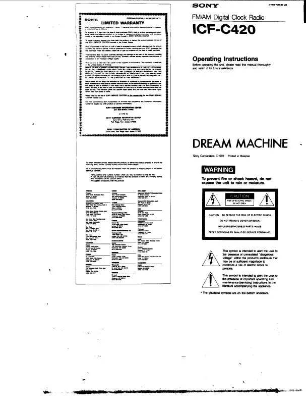 Mode d'emploi SONY ICF-C420