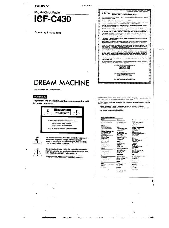 Mode d'emploi SONY ICF-C430